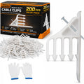 Multi-Cable Staples 200 Pack, White Electrical Wire Stackers, Steel Nails