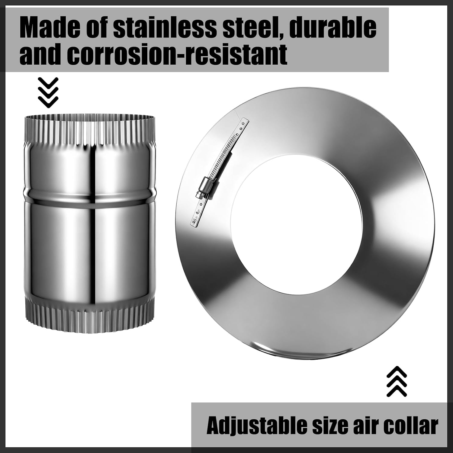 6 Inch Anti Downdraft Chimney Cap Wind Cap Adapter Chimney Draft Stopper Stainless Steel Vent Pipe Connector Secure