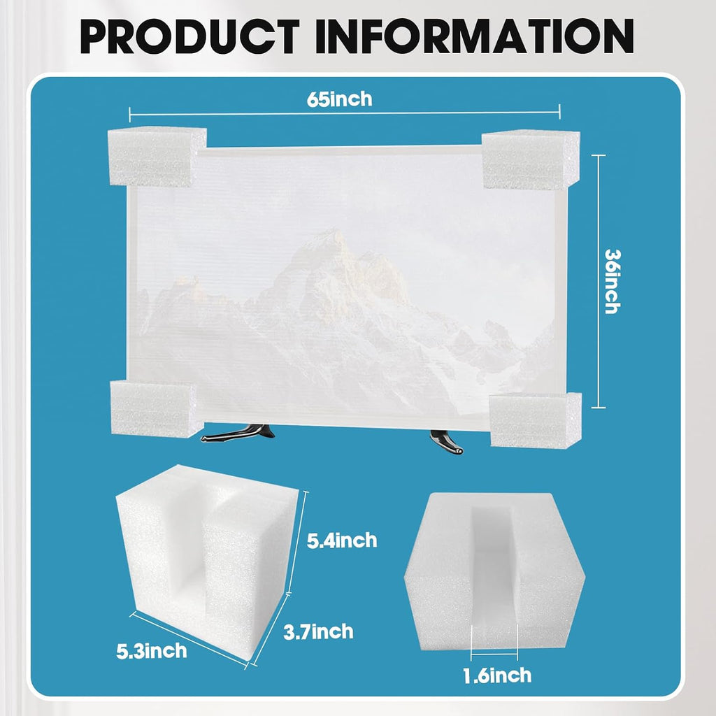 Foam Flat Screen TV Cover and 4 Foam large corner protectors Fits 65''TV