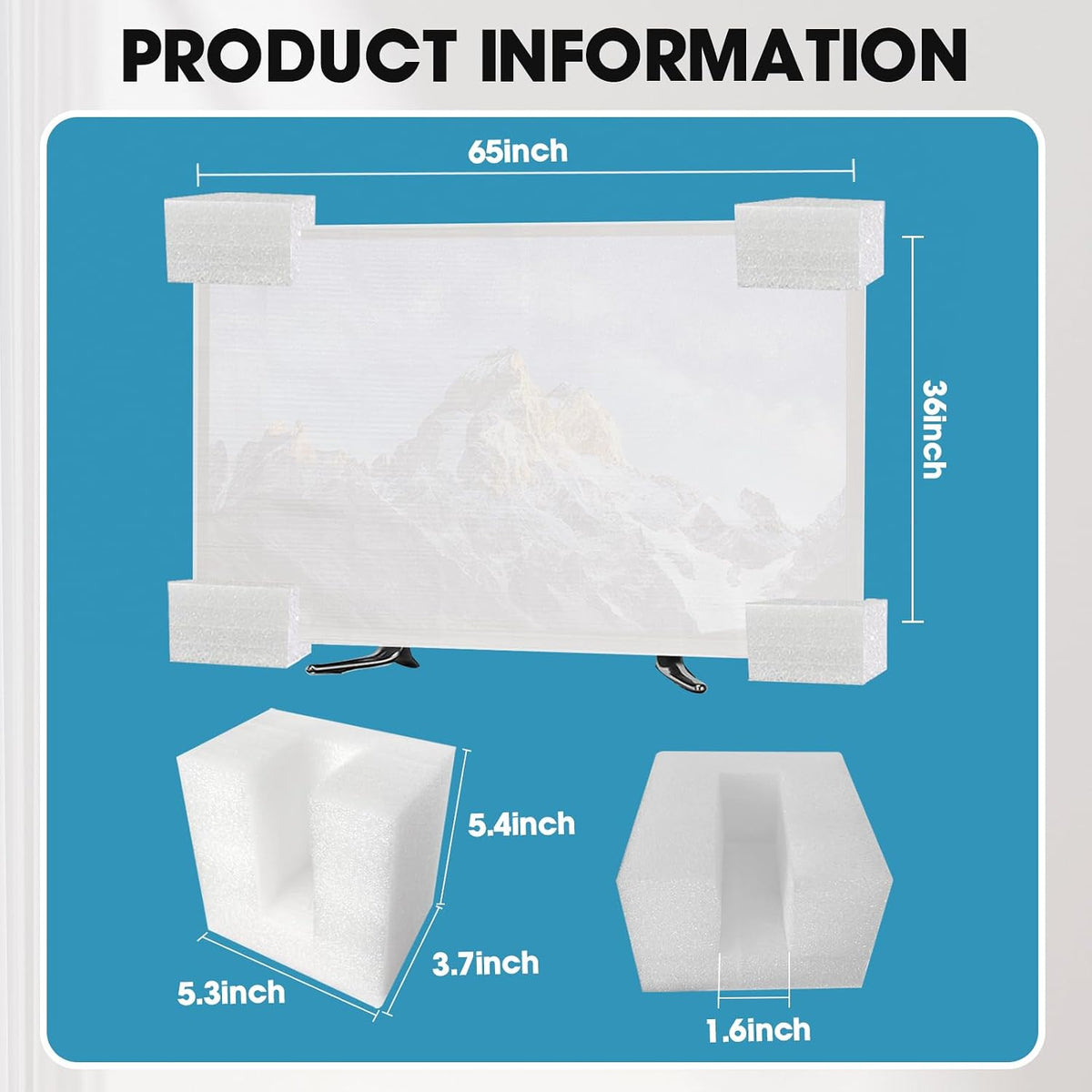 Foam Flat Screen TV Cover and 4 Foam large corner protectors Fits 65''TV