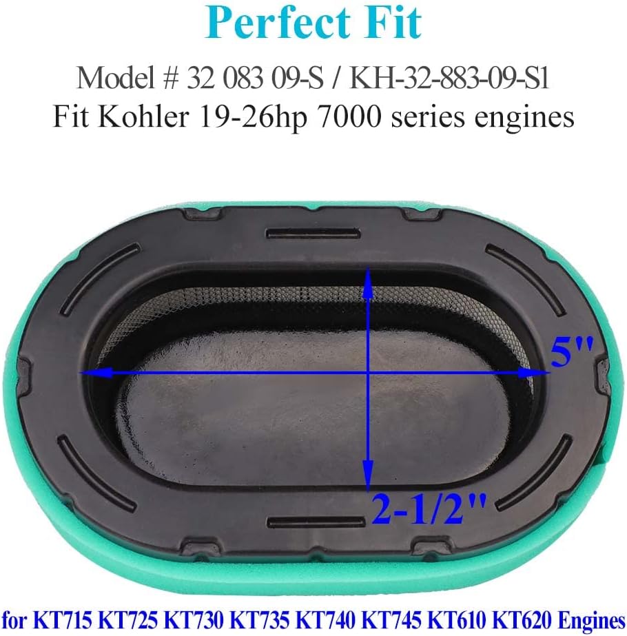 HOODELL KH-32-883-09-S1 Air Filter Fit Kohler KT745 KT740 KT735 KT730 KT725 KT715 Engine Cub Cadet XT1 XT2 Lawn Mower, Premium 32 083 09-S Air Filter