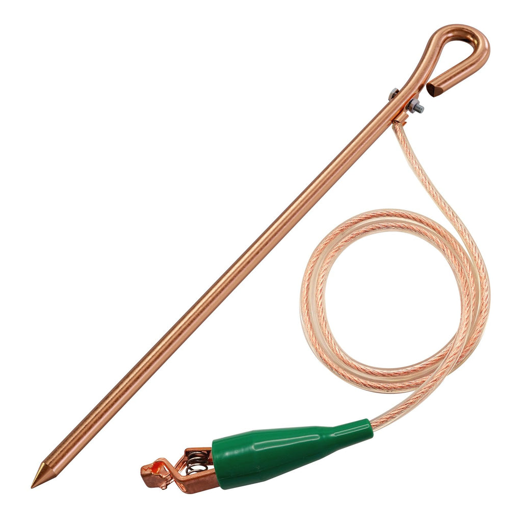 Portable Grounding Rod with 4Ft Long Flexible Bonding Wire with Copper Clip