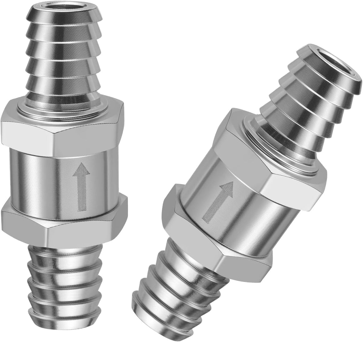 EVIL ENERGY 1/2" Fuel Check Valve One Way Inline Non Return Diesel Gasoline Silver (12mm OD,2PCS)