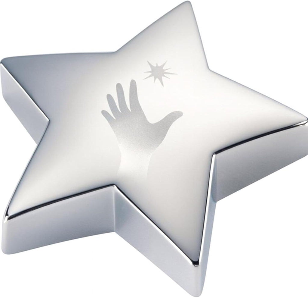 Custom Engraved Silver Star Paperweight – Personalized Office Desk Award & Recognition Gift | Free Engraving - Ships