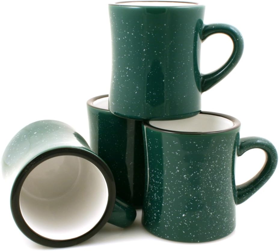 Ceramic Diner Campfire Mugs, 10oz, Set of 4 (Forest Green)