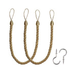 Curtain Tiebacks Ropes Tie-Backs,Handmade Holdbacks(Gold,2P)