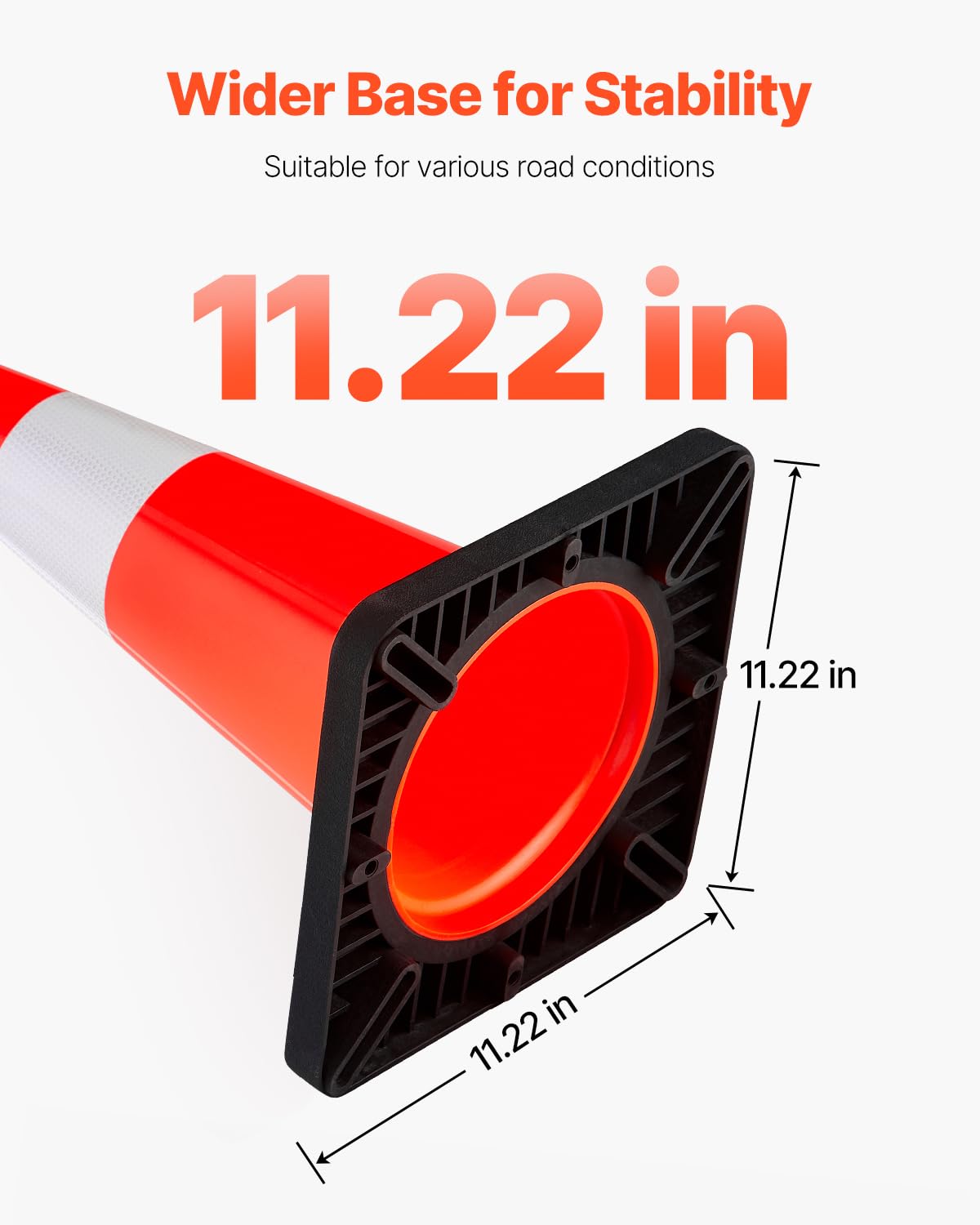 Safety Cones, 5 Pack 18" Traffic Cones, PVC Orange Construction Cones with Reflective Collars and Black Weighted Base