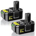 2-Pack 8.0Ah Replacement for Ryobi 18V Battery ONE+ P108 P102