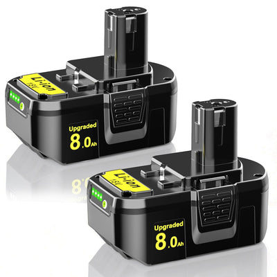 2-Pack 8.0Ah Replacement for Ryobi 18V Battery ONE+ P108 P102