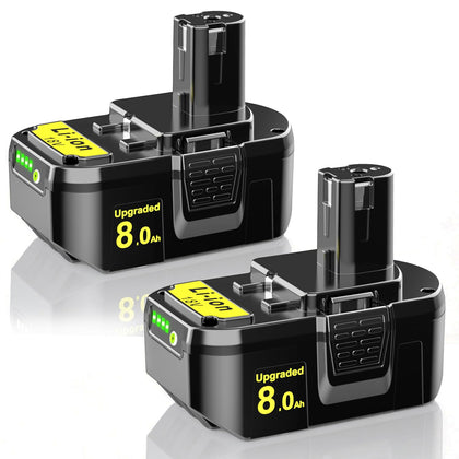 2-Pack 8.0Ah Replacement for Ryobi 18V Battery ONE+ P108 P102