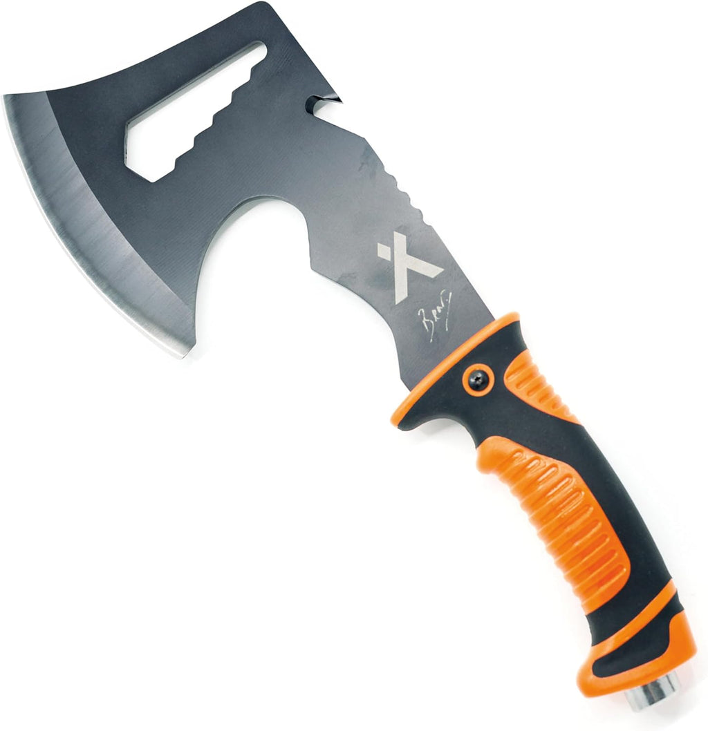 Ultimate Hatchet, Camping Axe with Sheath and Hammer | 3cr13 stainless steel axe with black oxide finish. Includes