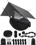 Hammock Camping with Rain Fly Tarp and Net, Portable Camping Hammock Double Tree Hammock Outdoor Indoor Backpacking