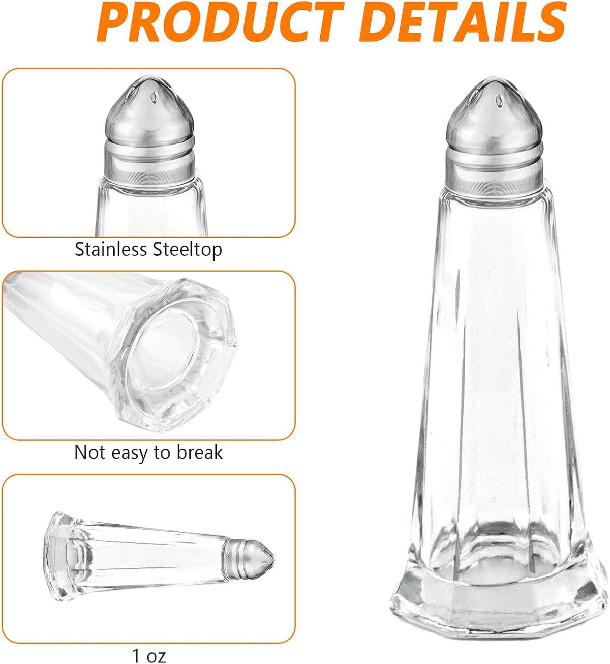Set of 24 Tower Glass Salt and Pepper Shakers Bulk 40ml Small Tower Spice Shakers Refillable Glass Salt Shaker with