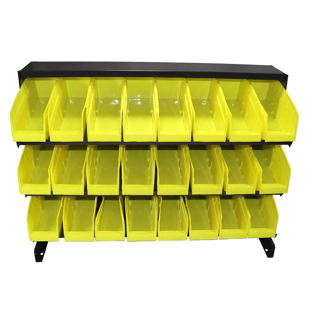 3-Tier 24 Bin Benchtop Steel Parts Storage Rack Single Sided