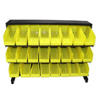 3-Tier 24 Bin Benchtop Steel Parts Storage Rack Single Sided