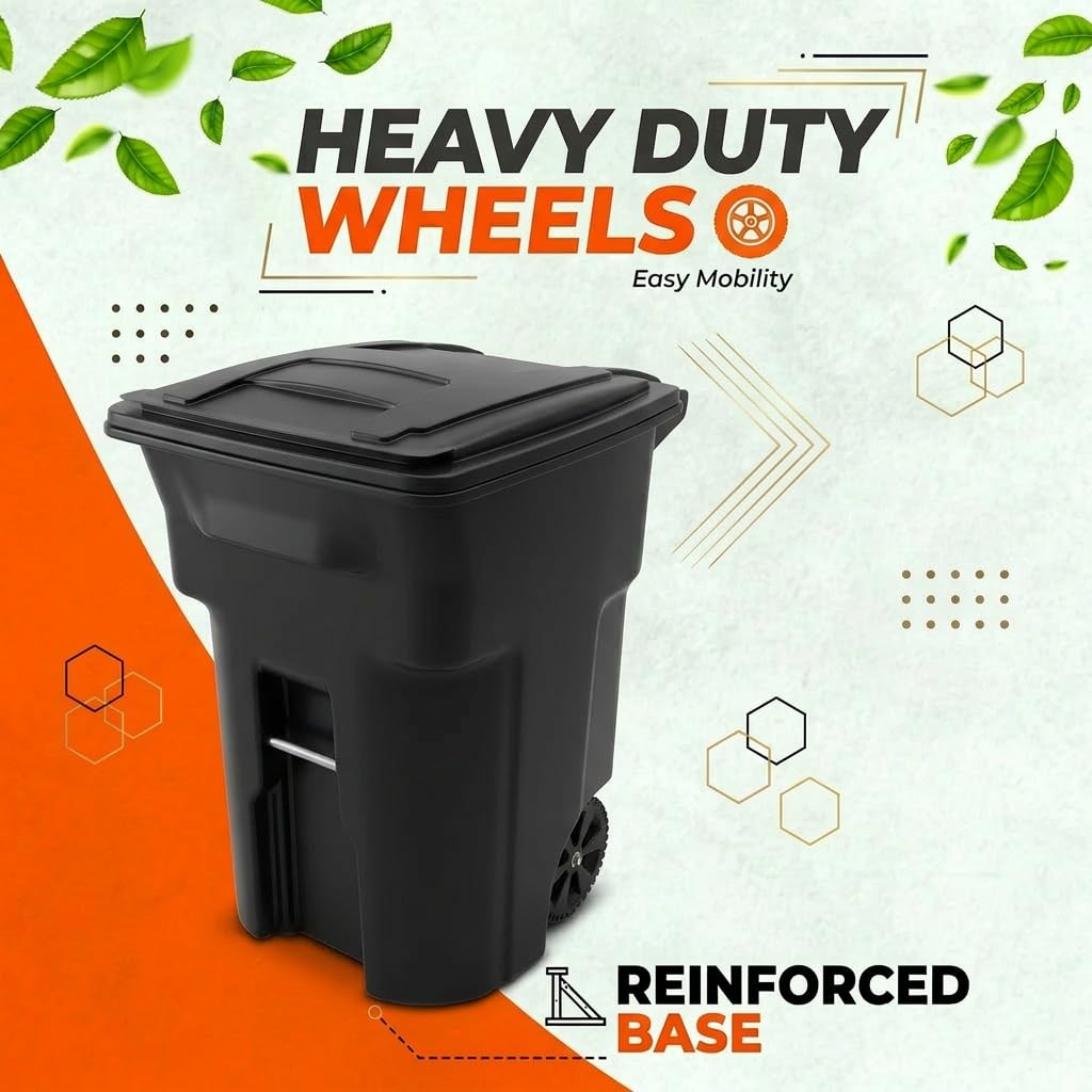 96 Gallon Rolling Outdoor Trash Can with Lid – Heavy‑Duty Plastic Garbage Container for Home, Business, and Curbside