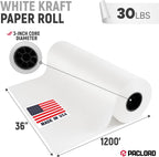 36" Paper Dispenser with Cutter + White Kraft Paper Roll