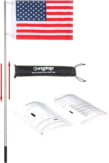 Telescopic Golf Cart Flagpole with 12 x 18 in USA Flag