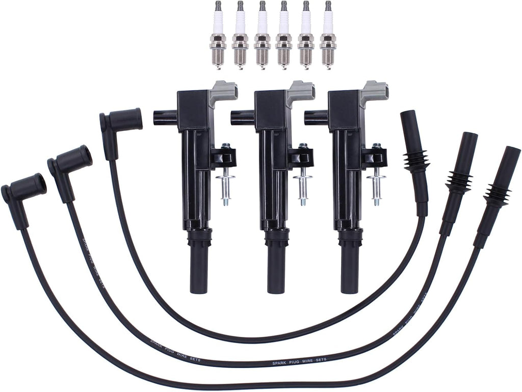 Ignition Coil and Spark Plug Wire Set for Dodge Dakota Nitro Ram 1500 | for Jeep Grand Cherokee Commander Liberty 3.7