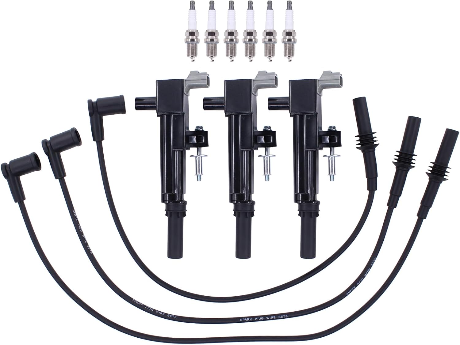 Ignition Coil and Spark Plug Wire Set for Dodge Dakota Nitro Ram 1500 | for Jeep Grand Cherokee Commander Liberty 3.7