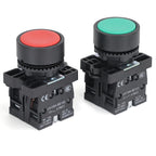 APIELE 2PCS 22MM Momentary Push Button Switch Red Green 10A 600V Plastic Material (1NO+1NC)