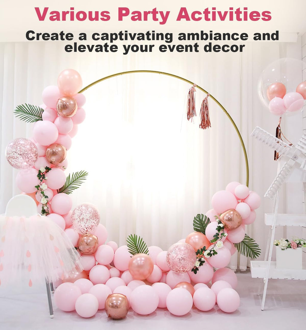 7.4FT Round Backdrop Stand with Two Water Bags for Party, Gold