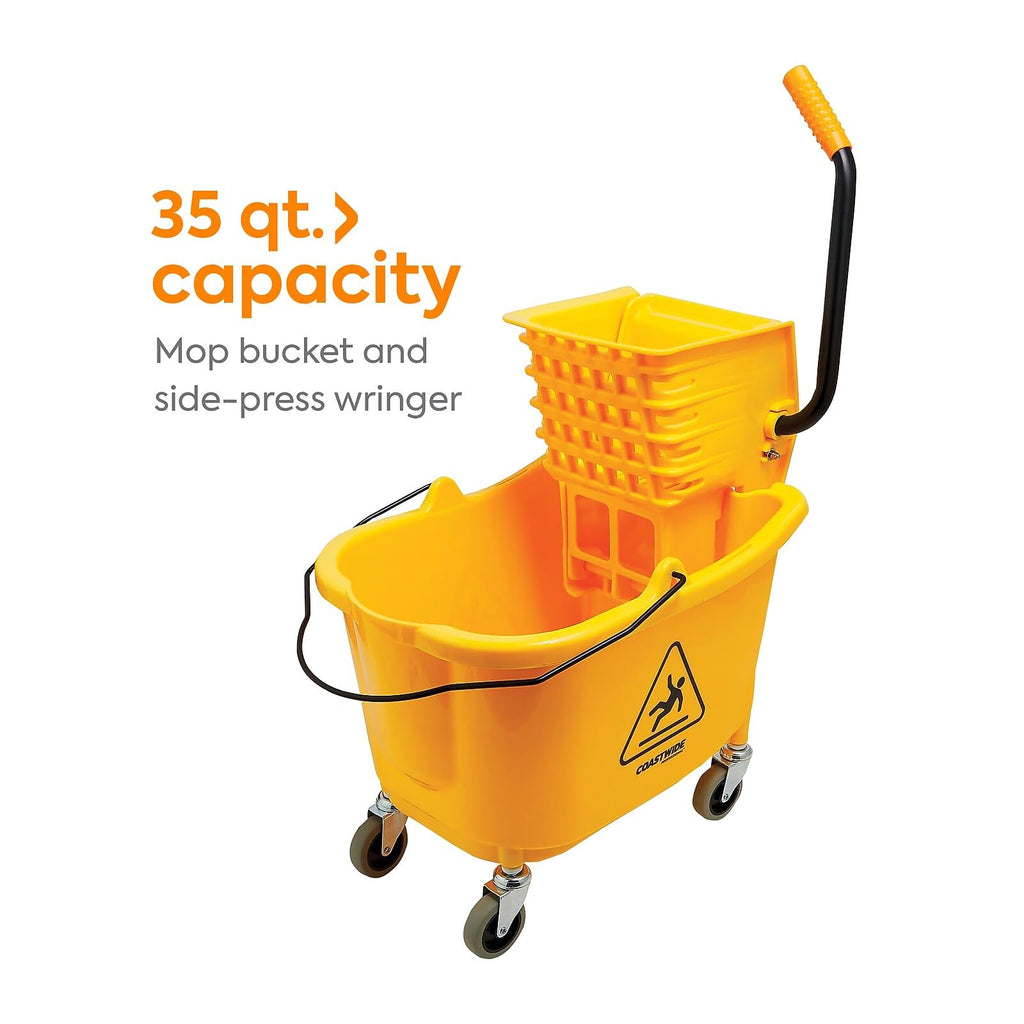 Professional Bucket & Side-Press Wringer, 35 Qt, Yellow/Black