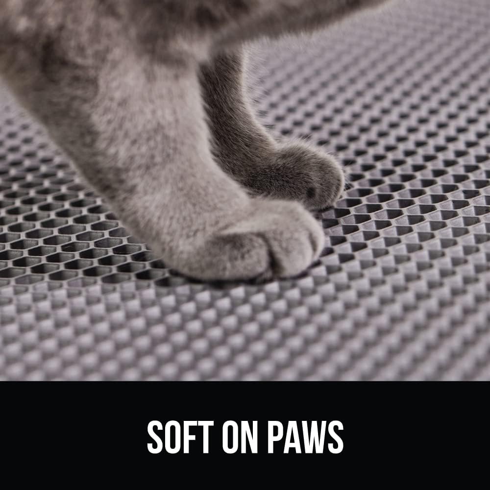 GORILLA GRIP Honeycomb Cat Litter Box Mat, Two Layer Trapping Waste Mats, Soft On Paws, Litter Box Supplies and