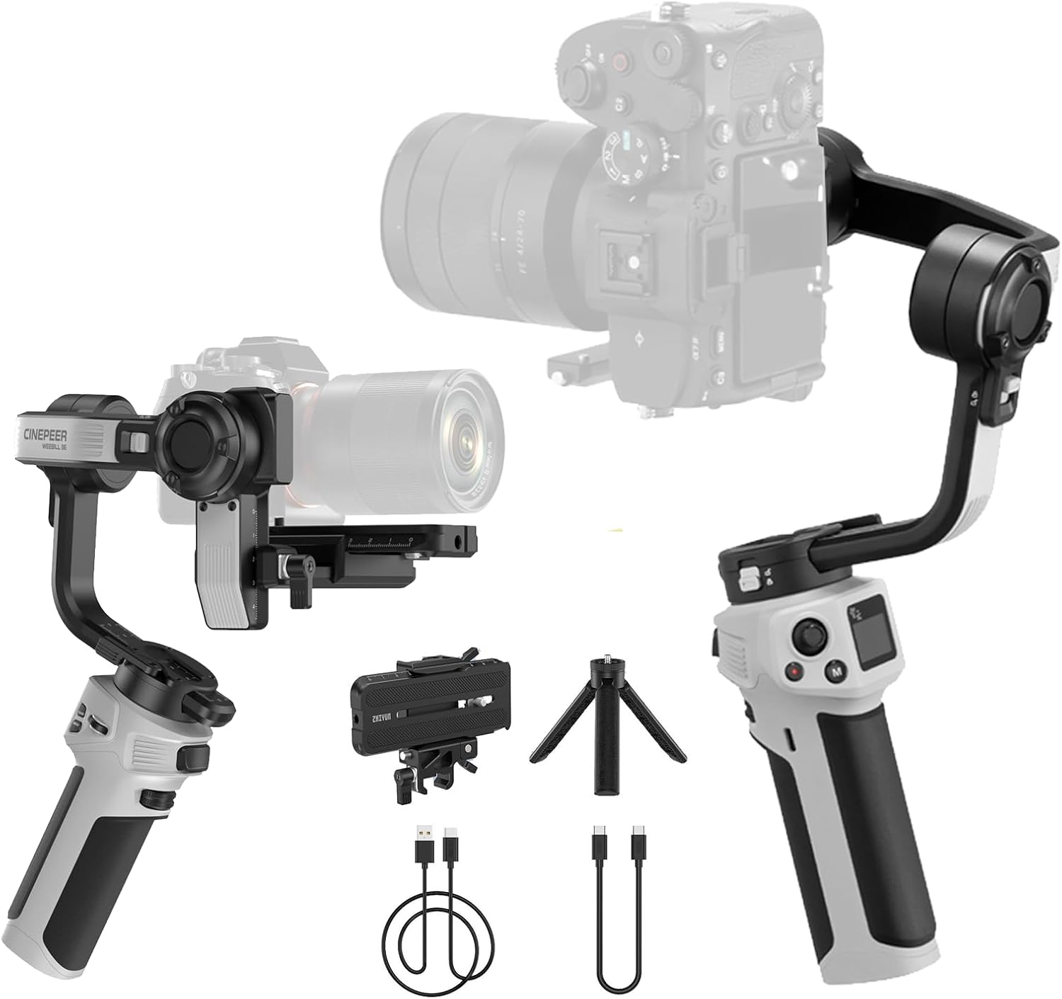 CINEPEER WEEBILL 3E 3-Axis Gimbal Stabilizer for Camera,Up to 6.6lbs | for Canon/Sony/Panasonic/Nikon Camera Payload
