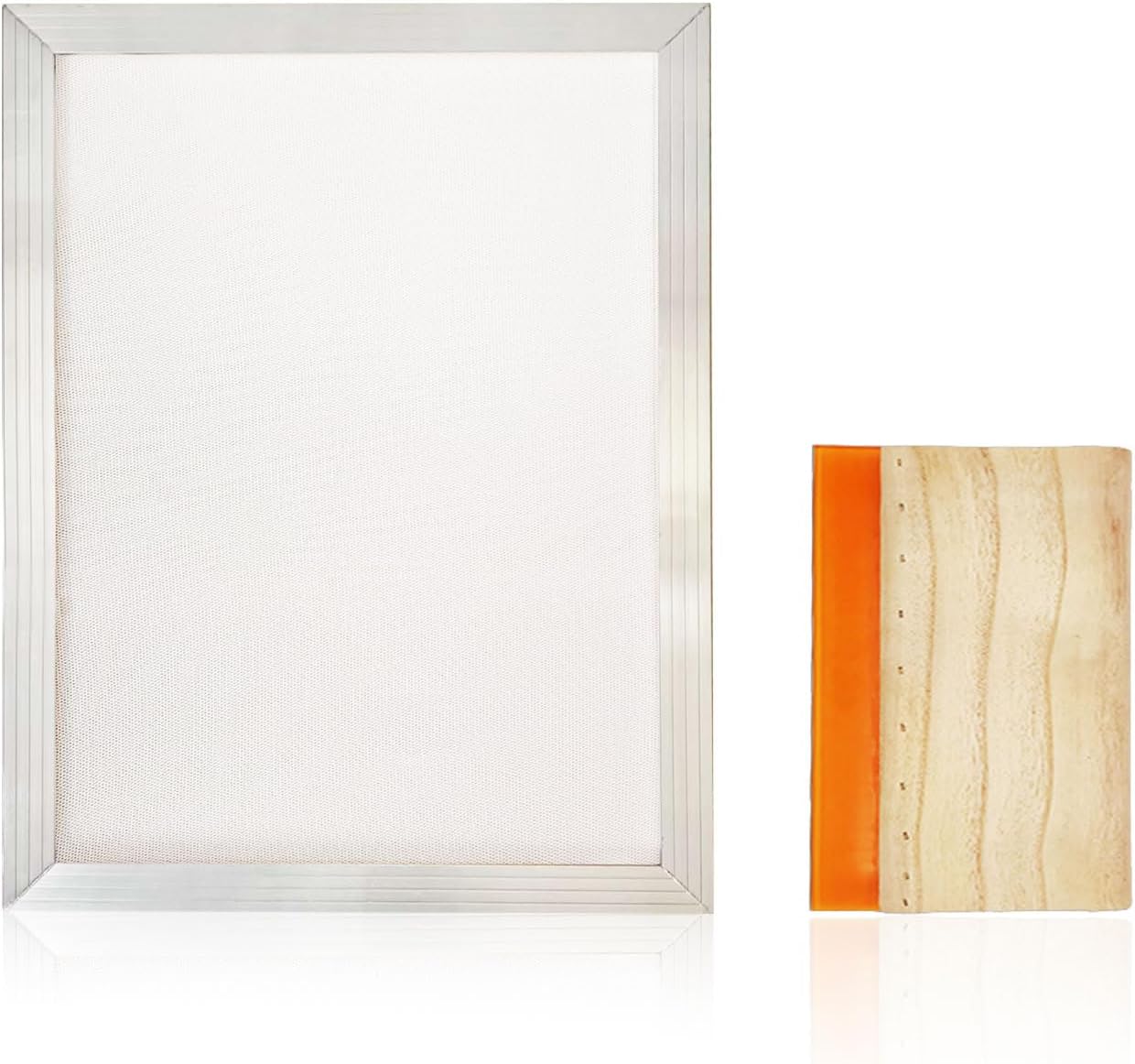 8 x 10 Inch Aluminum Silk Screen Printing Frame with 110 White Mesh, and Including 4 x 6 Inch Wooden Screen Printing