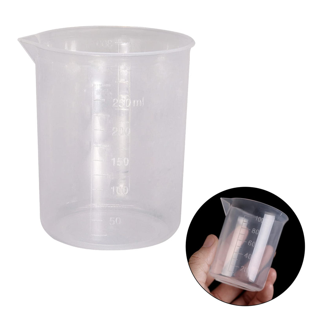 250ml-300ml Plastic Graduated Beaker, Transparent, 3 Pack