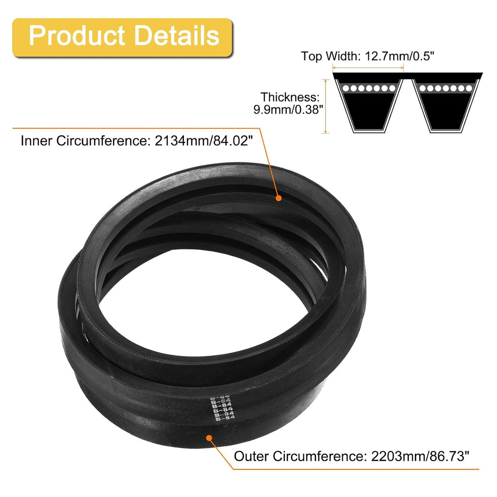uxcell 2/B84 Classic Wrapped 2 Banded 87" Outer Circ B Profile V-Belt