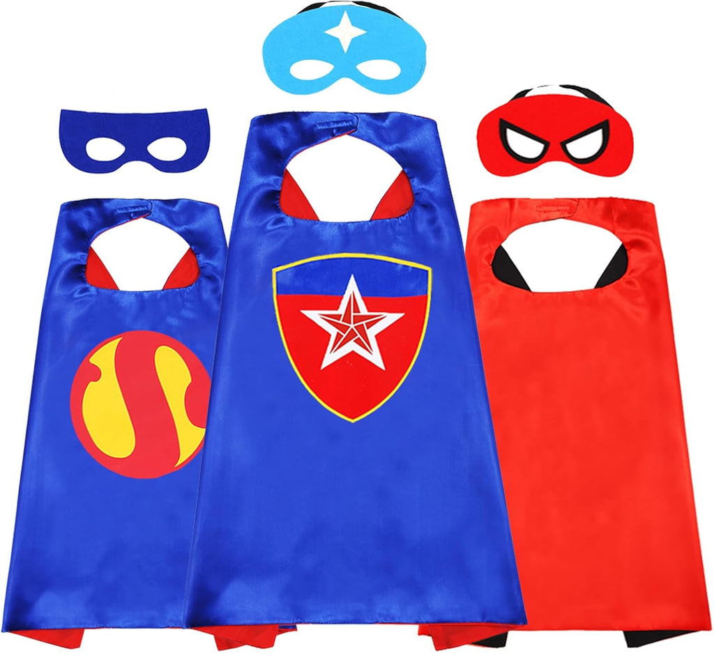Superhero Capes and Masks for Kids Halloween Cosplay Double Side Cape Superhero Toy Kids Best Gift