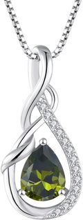 Infinity Teardrop Pendant Necklace for Women 925 Sterling Silver Birthstone Jewelry
