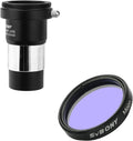 Moon Filter, 1.25" Telescope Filter, Optical Glass, Aluminum Housing with Barlow Lens 2X, 1.25 inch Barlow Lens with