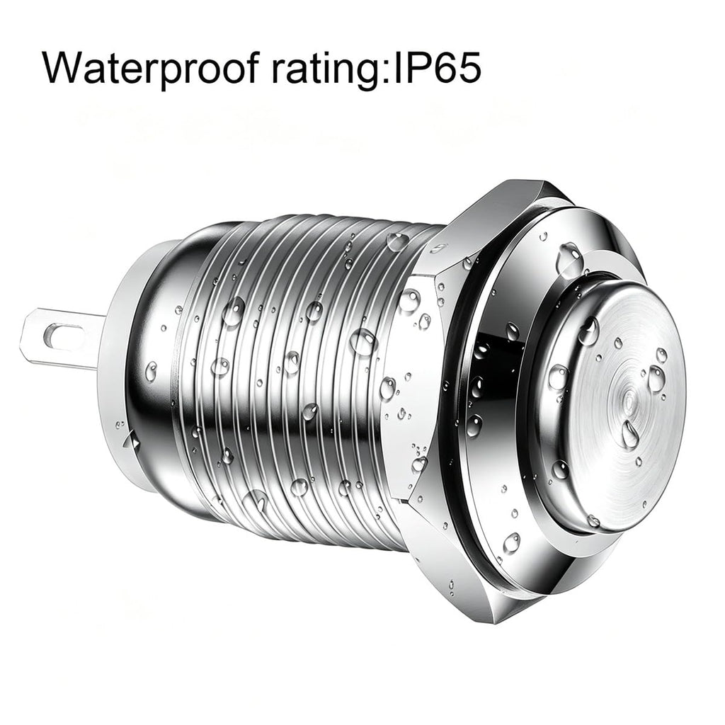 Gebildet 10pcs Waterproof Push Button Momentary Stainless Steel Push Button On Off 12mm 2A 12V/24V/125V/250V(High Head)