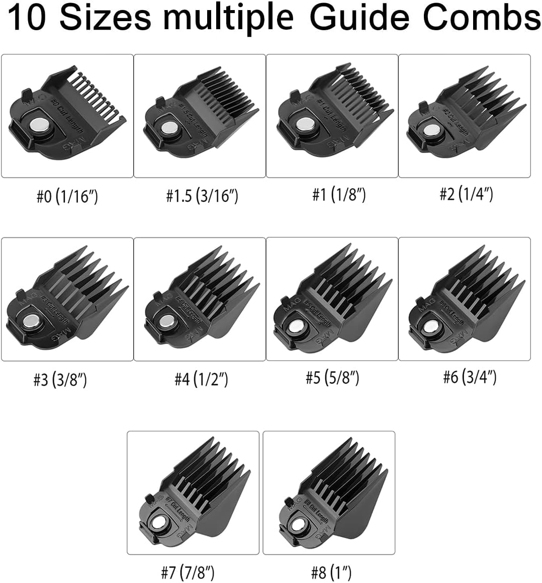 for Andis Master Clippers Magnetic Clipper Guards 10PCS-1/16 to 1" | Upgrade Professional Magnetic Clipper Guard Comb