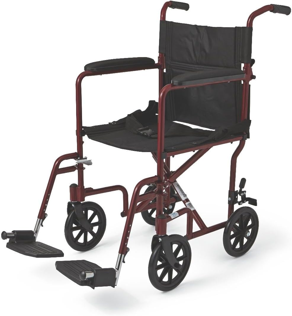 19" Ultra Lightweight Transport Bariatric Wheelchair Color: Red