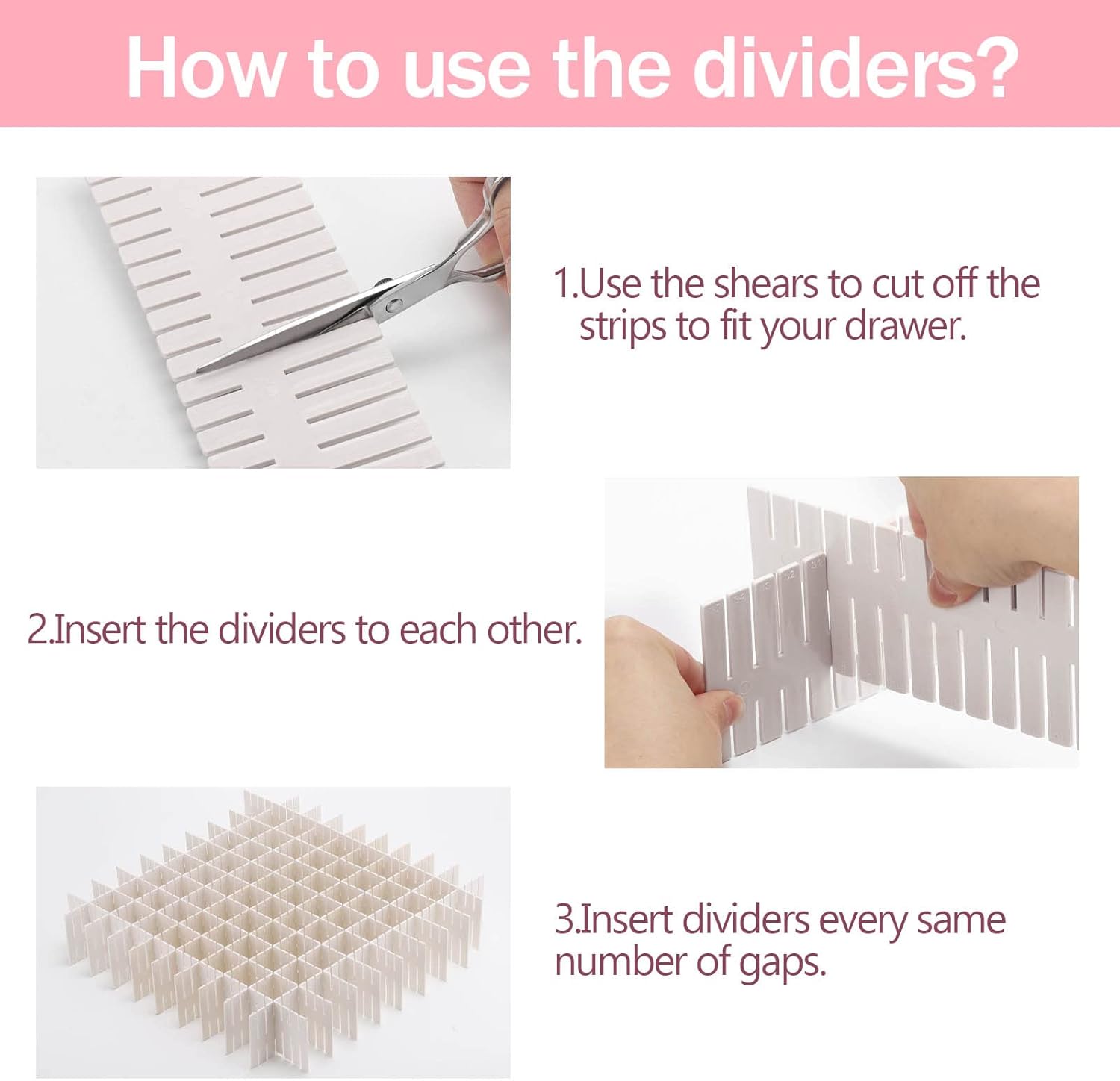 40Pcs Grid Drawer Dividers, Adjustable Drawer Organizer for Socks, Underwear, Lingerie, Makeup, Bedroom Office