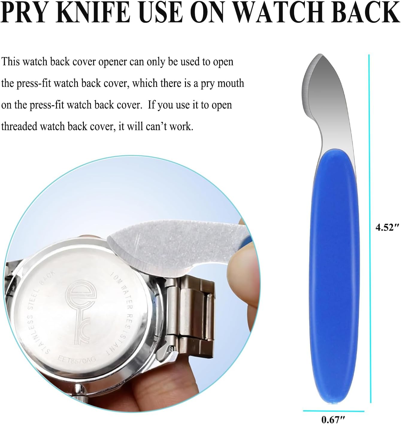 Watch Back Removal Tool, 8 in 1 Watch Battery Replacement Tool Kit with 6 Types of Pry Tools Watch Case Back Opener