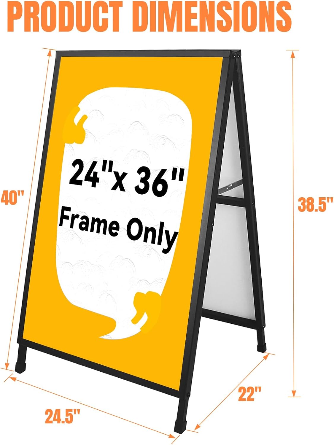 A Frame Sign 24x36, Heavy Duty Double-Sided Metal Sidewalk Sign, Frame Only