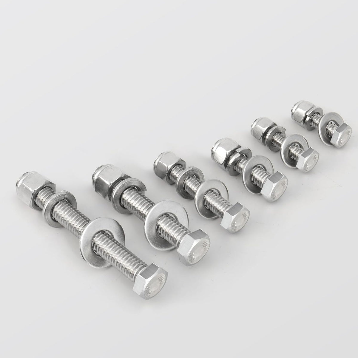 (4 Sets) 3/8-16 x 5 Hex Head Screw Bolt,Lock Nuts,Flat & Lock Washers Kits,304 Stainless Steel 18-8,Fully Threaded