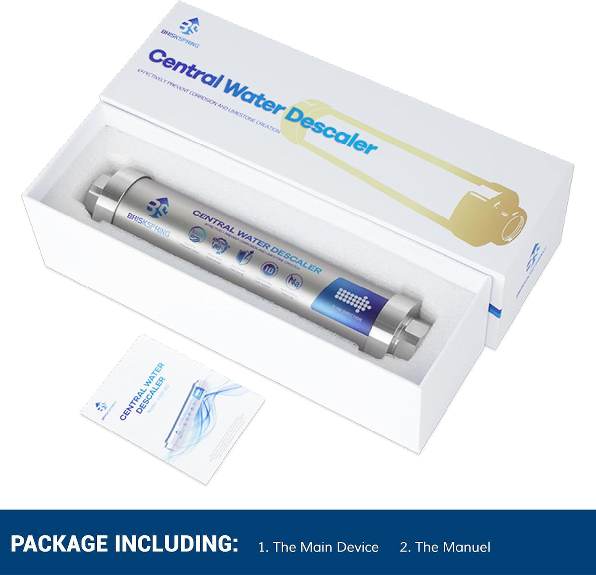 Salt Free Water Descaler Whole House, Scale Water Softener System, ¾-Inch NPT Water Heater Descaler, Prevent Scale