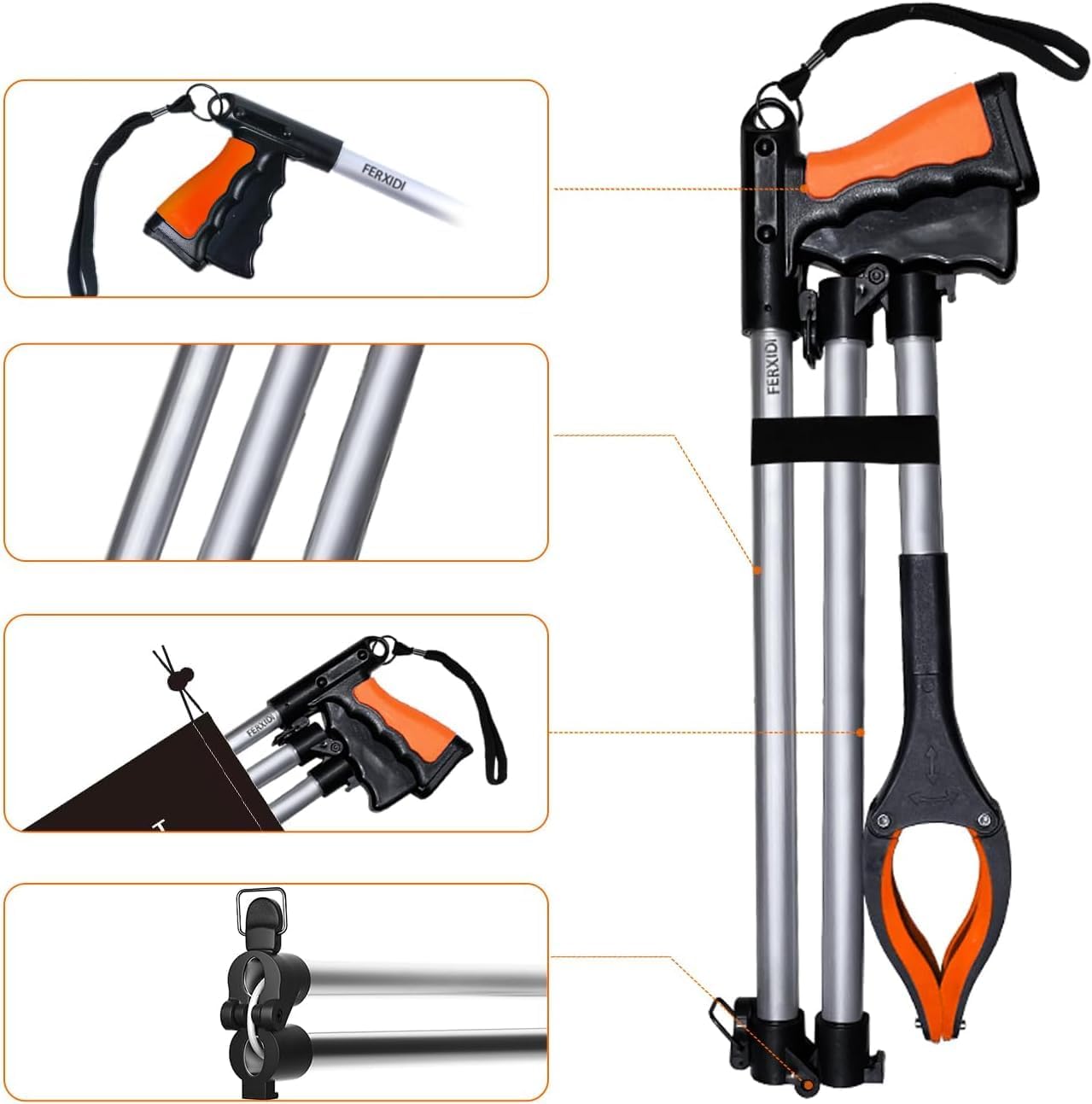 43" Foldable Grabber Reacher Tool,2pcs Reacher Grabber Pickup Tool,Gripper Reacher Grabber Tool with Rotating