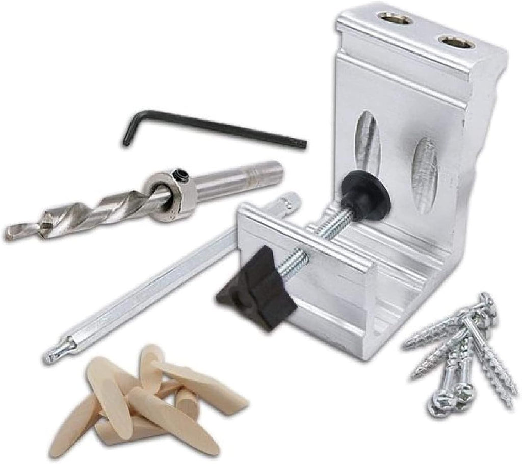 Woodworking Pocket Hole Jig Kit - All-In-One Aluminum Pocket System with Carrying Case