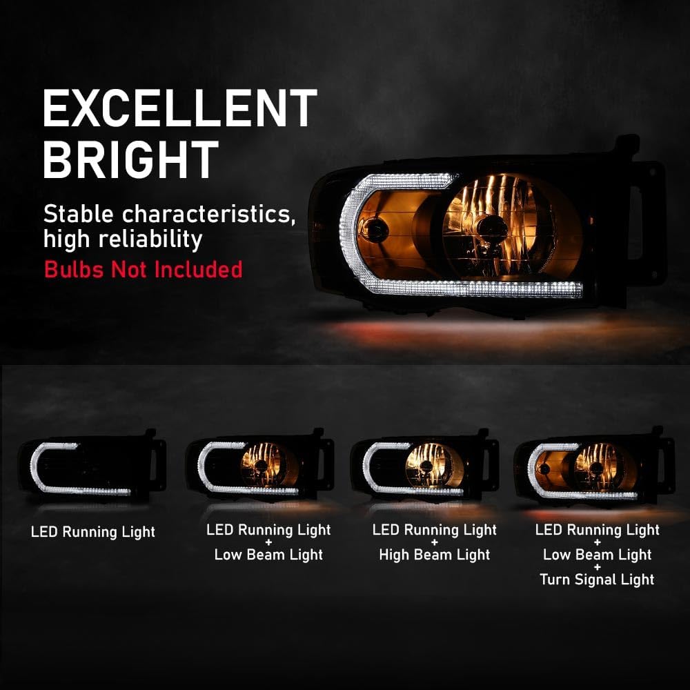 G-PLUS LED Headlights Compatible with Dodge Ram 1500 2002 2003 2004 2005