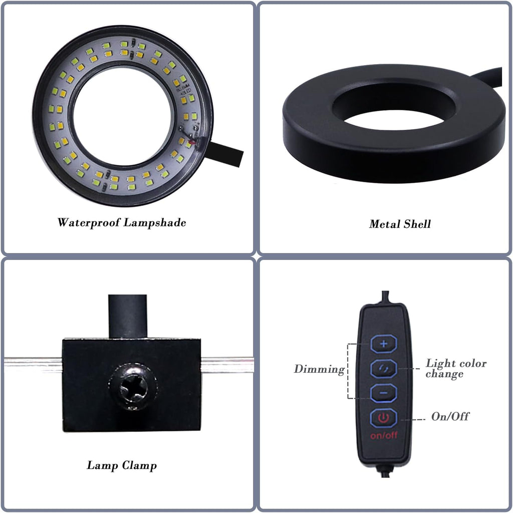 Upgraded Aquarium Light Clip On Fish Tank LED Light Small USB Light Dimmer Multi-Color White+Warm Yellow+Yellow 1 to