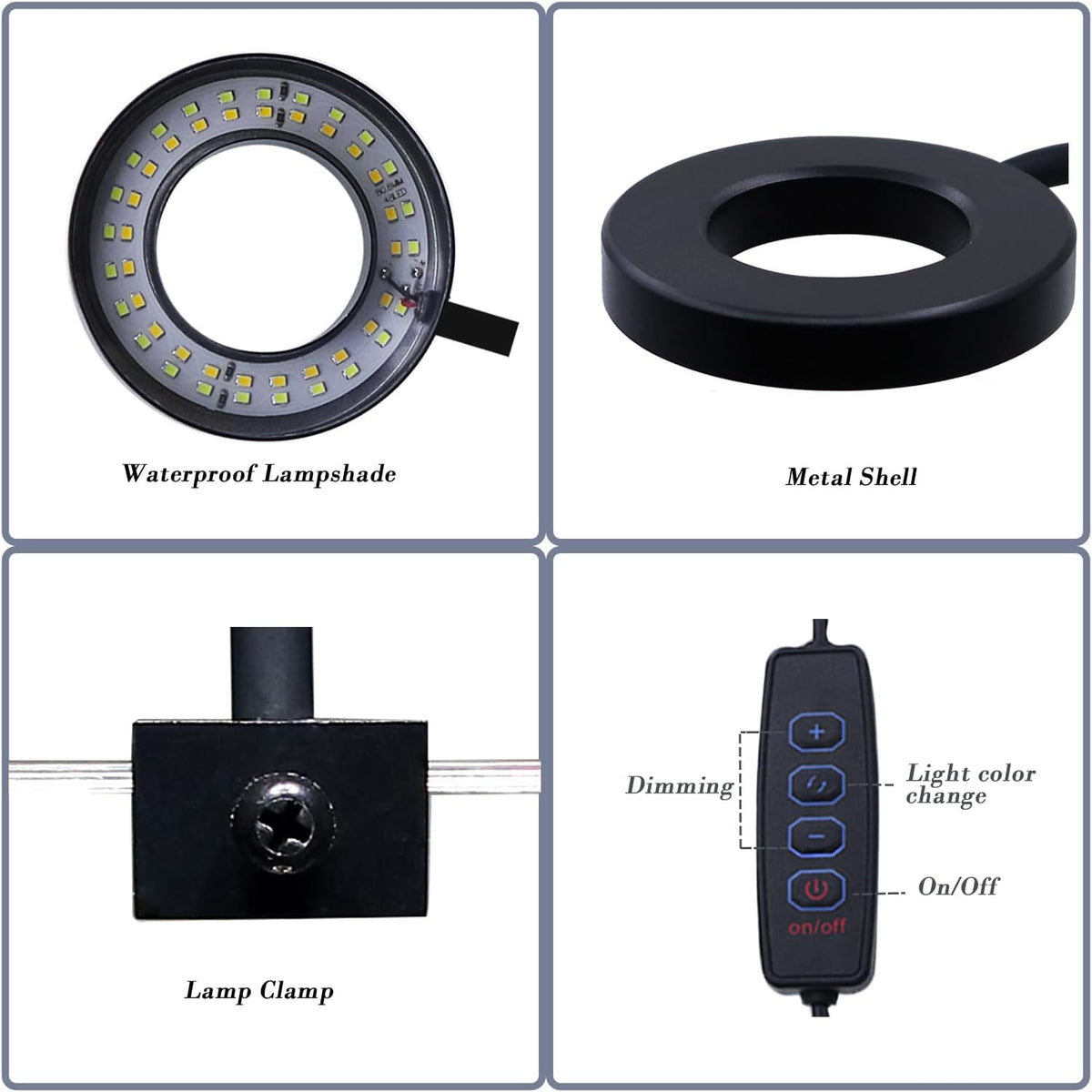 Upgraded Aquarium Light Clip On Fish Tank LED Light Small USB Light Dimmer Multi-Color White+Warm Yellow+Yellow 1 to