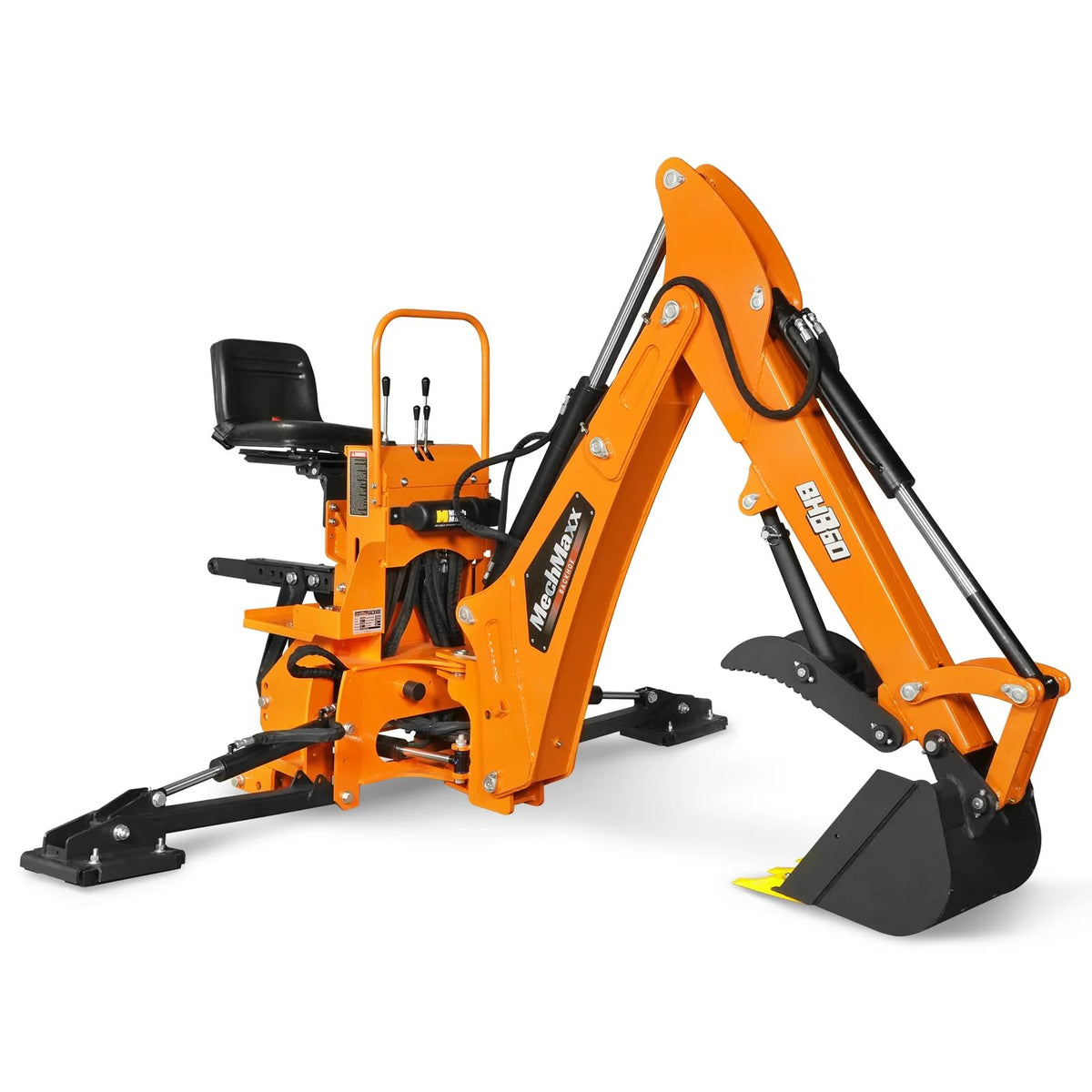 9' Tractor Backhoe Attachment with Mechanical Thumb, 15" Bucket, ISO/SAE Switchable Controls, Self-Contained