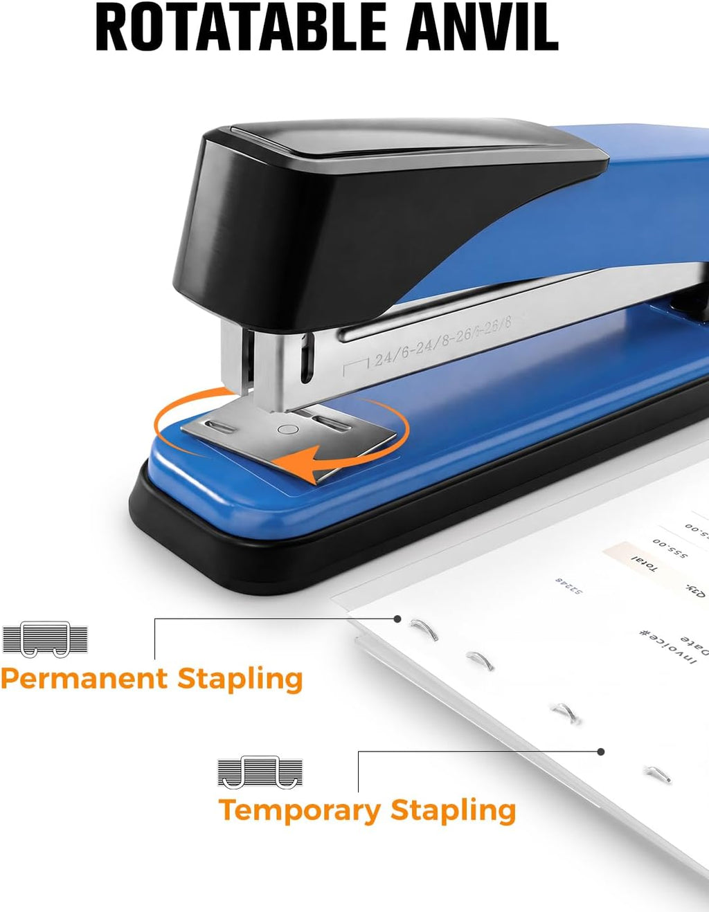 Heavy Duty Stapler for Desk with 50 Sheet, 3000 Staples, Blue